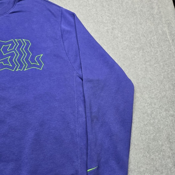 Nike Brasil Sweatshirt Mens Large Purple Crewneck Pullover Soccer Swoosh‎ Patch - Picture 4 of 16